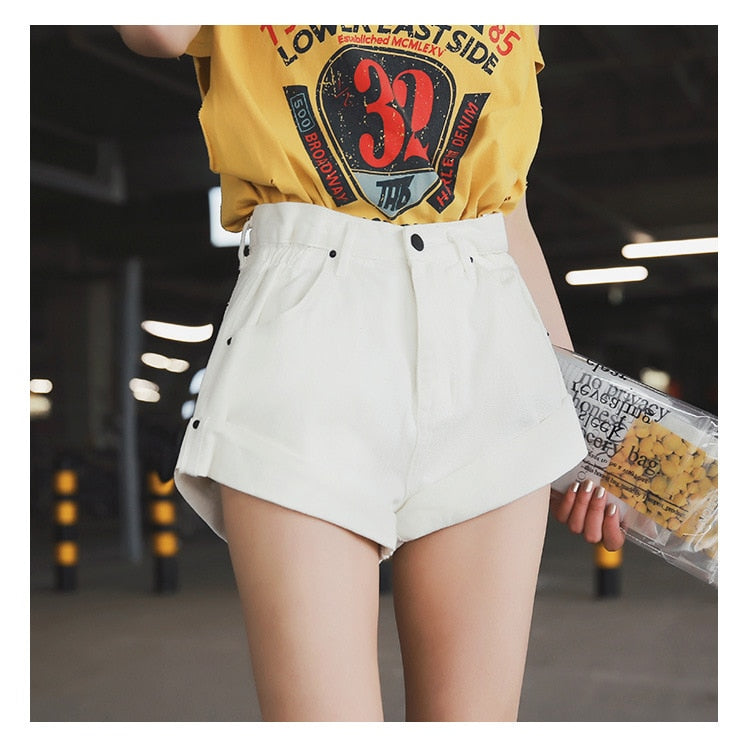 Short Hippie Taille Haute Blanc