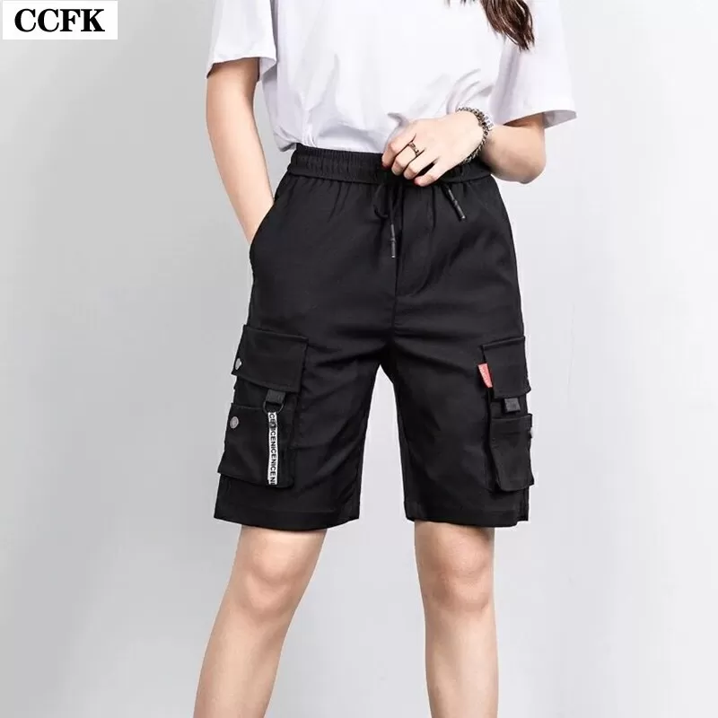 Short long poches cargo pour femme