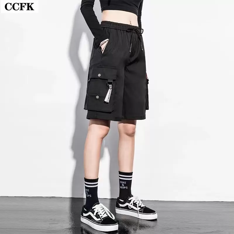 Short long poches cargo pour femme