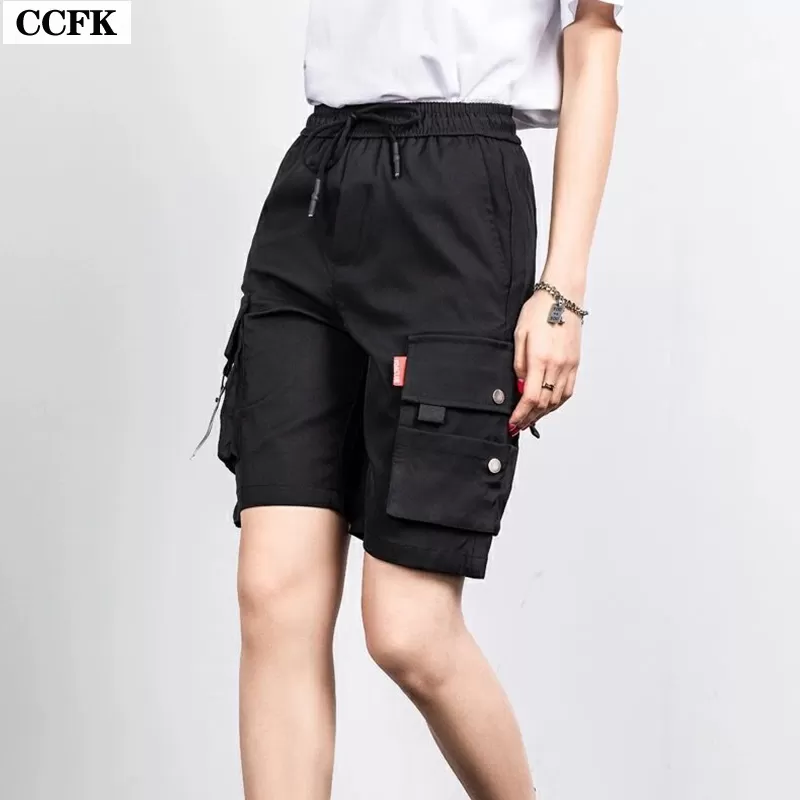 Short long poches cargo pour femme