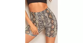 Short peau de serpent taille haute pour femme