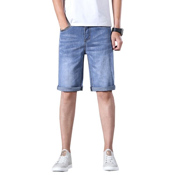 Shorts en jean à coupe droite pour homme