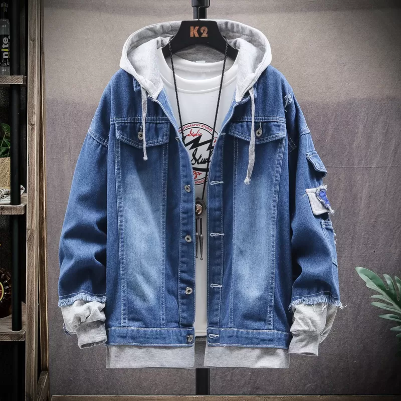 Sweat en jean à capuche pour hommes