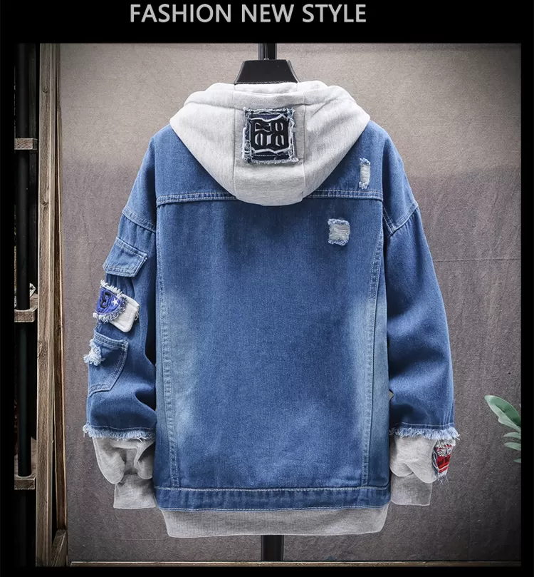 Sweat en jean à capuche pour hommes