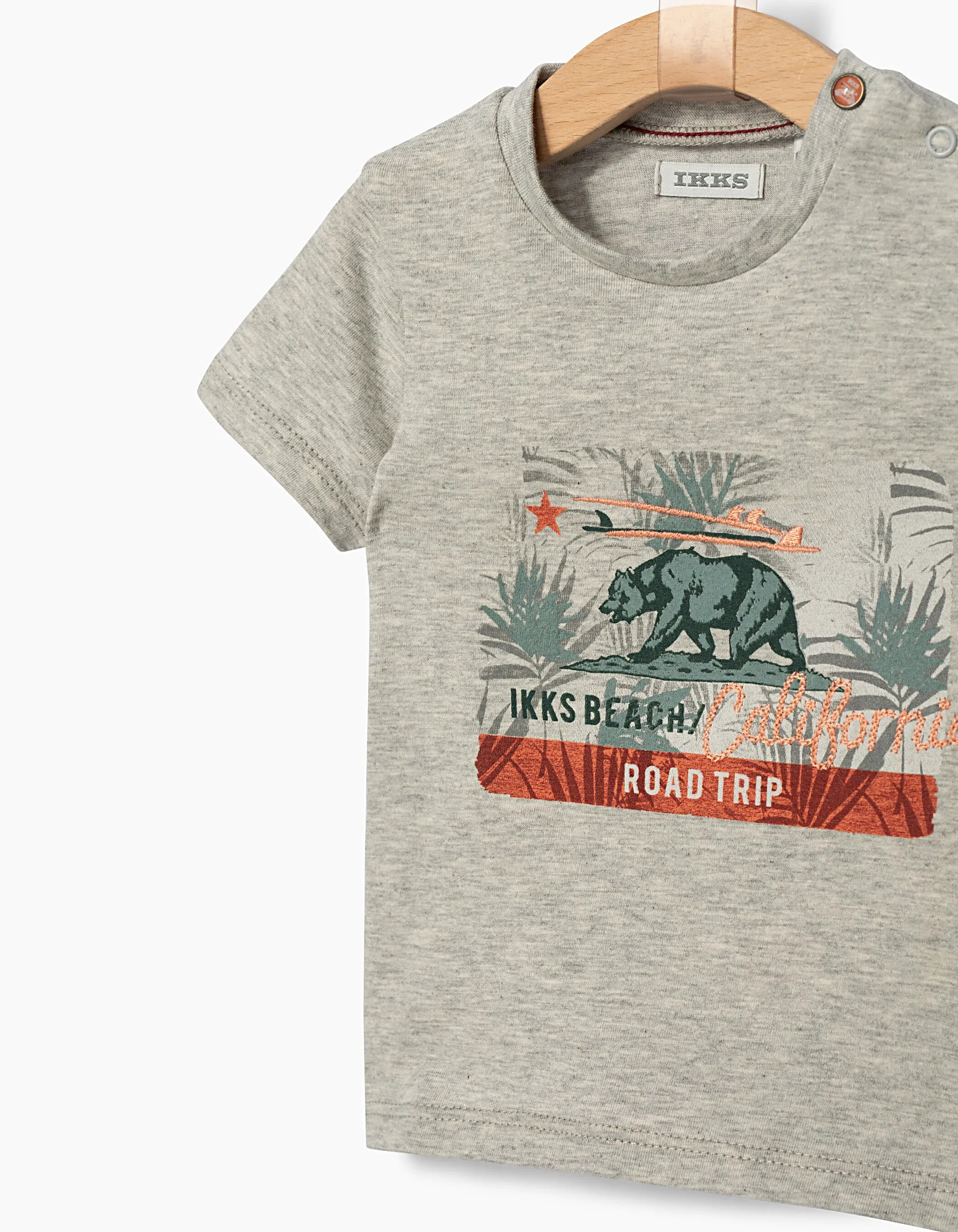 Tee-shirt gris visuel ours bébé garçon 