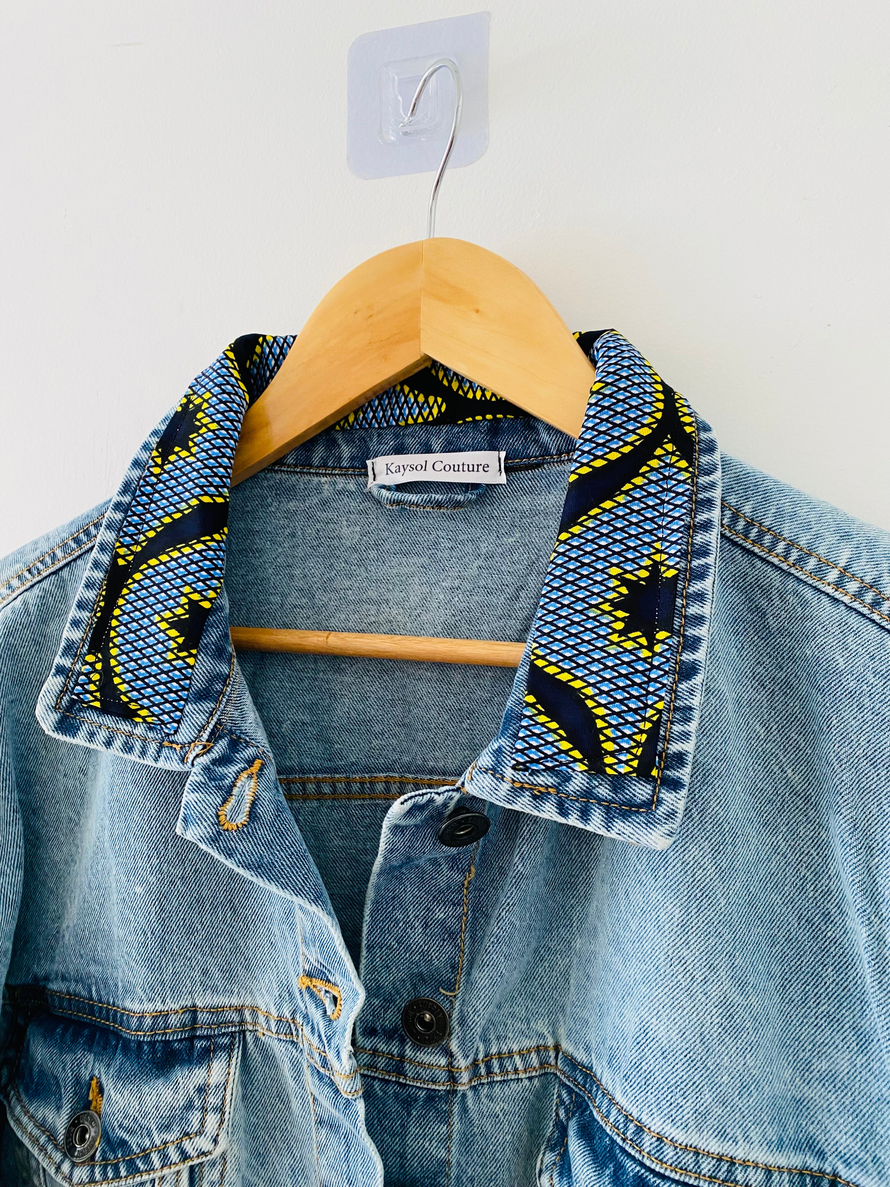 Veste africaine - veste en jean et Wax - Femme