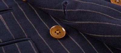 Veste Blazer à Rayures Double Boutonnage Homme Bleu Marine