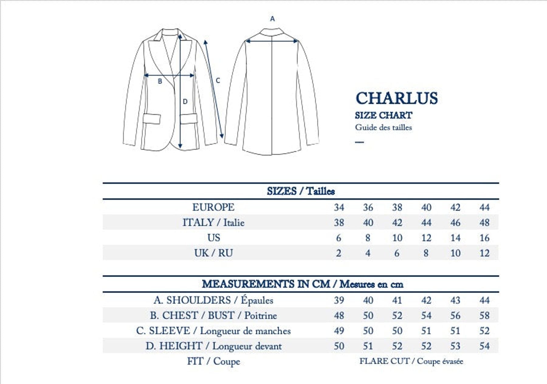 Veste Charlus bleue foncé