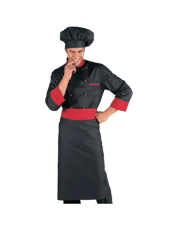 Veste Chef Cuisinier Noir et Rouge