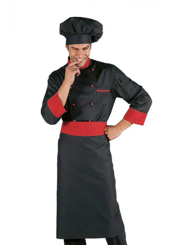 Veste Chef Cuisinier Noir et Rouge