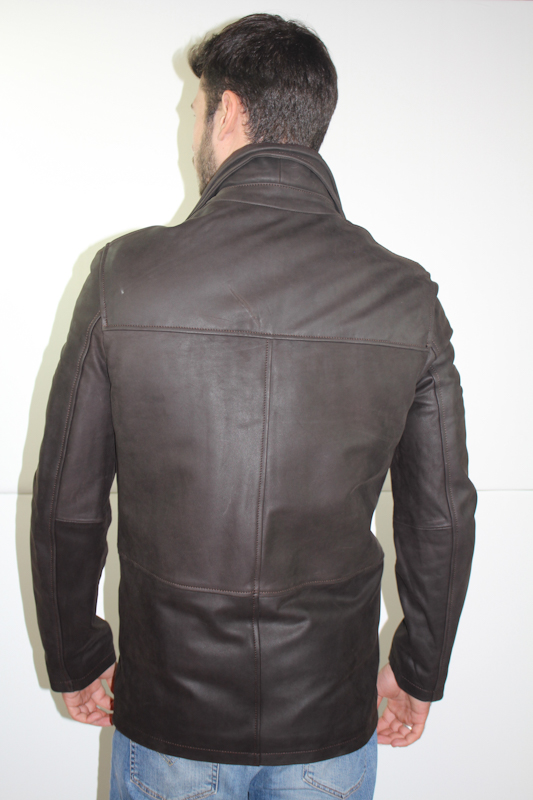 Veste demi longueur en Cuir Nubuck marron - Pour homme