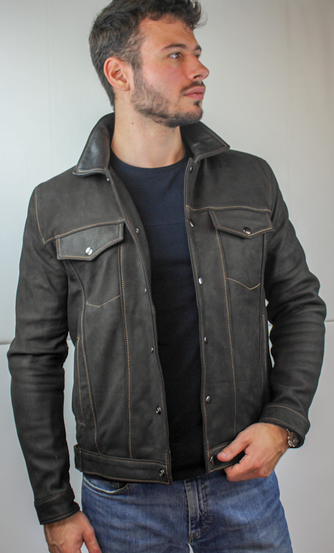 Veste en Cuir Nubuck "Western" - Pour Homme