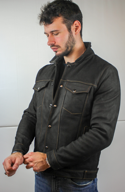 Veste en Cuir Nubuck "Western" - Pour Homme