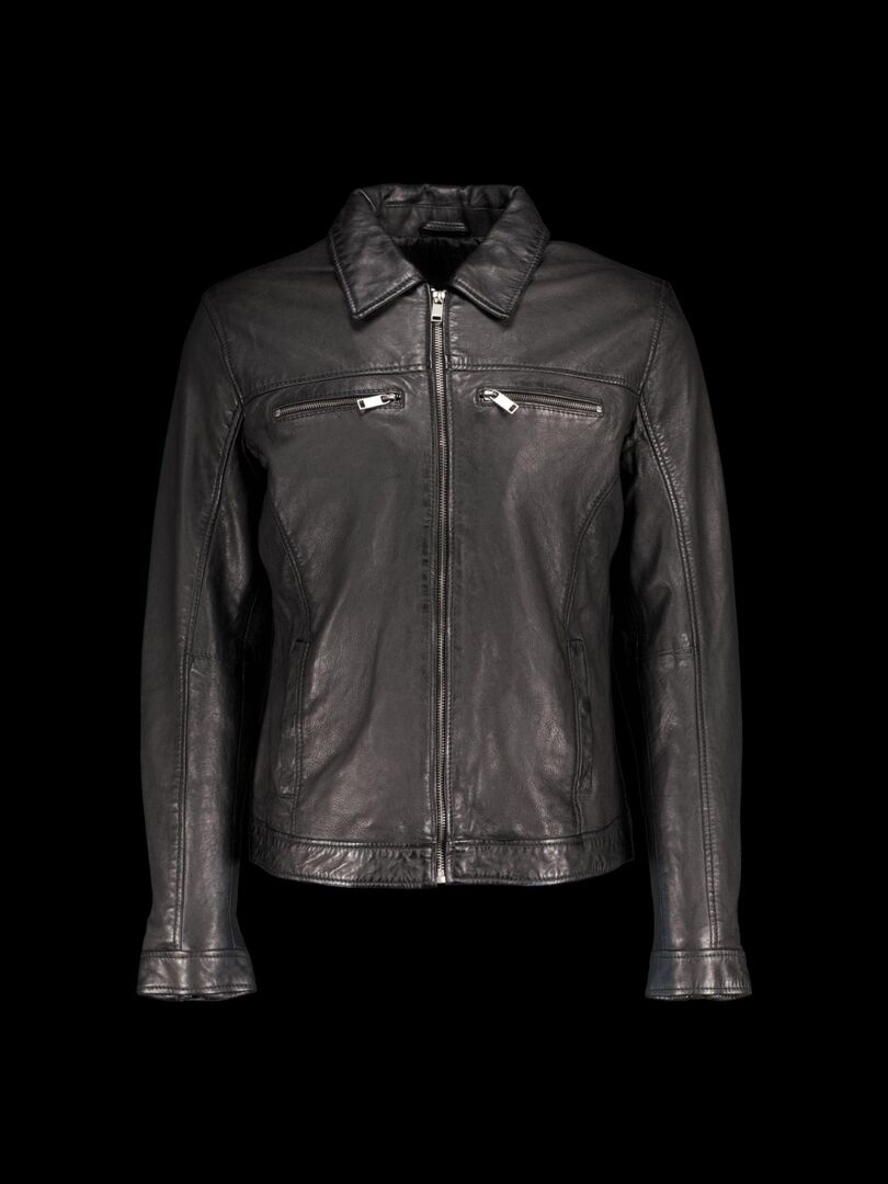 Veste en cuir style motard 'Deeluxe' - Noir