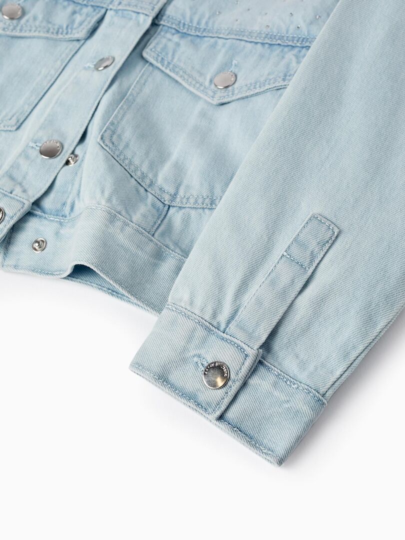 Veste en jean en coton avec des brillants pour fille 'Special Days'  LETS PARTY - Bleu clair