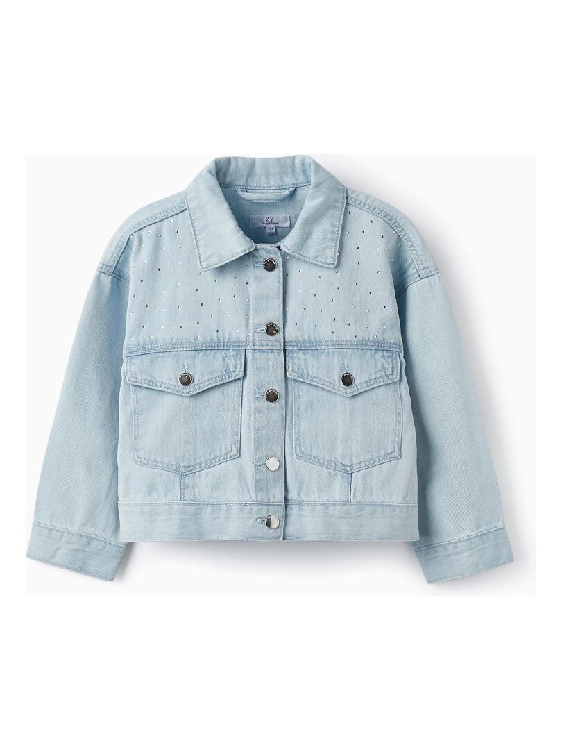 Veste en jean en coton avec des brillants pour fille 'Special Days'  LETS PARTY - Bleu clair