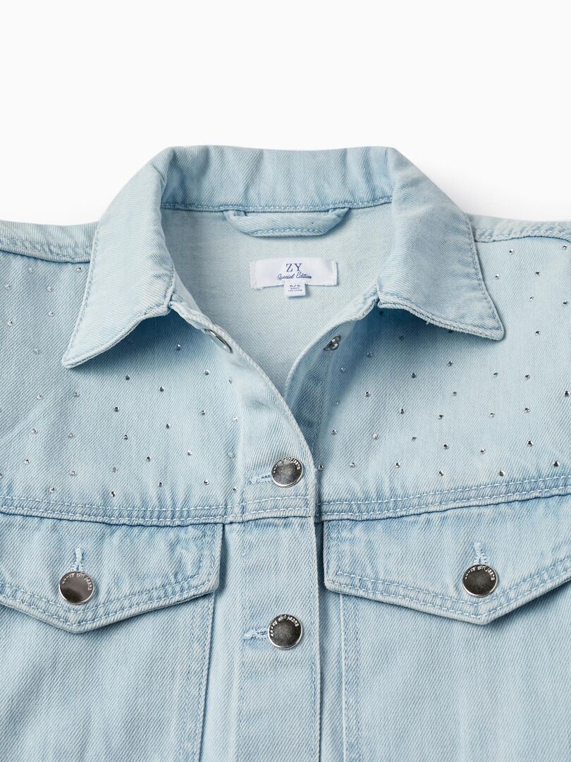 Veste en jean en coton avec des brillants pour fille 'Special Days'  LETS PARTY - Bleu clair