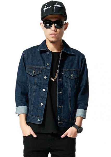 Veste en Jeans Trucker Denim Homme avec Double Poches Avants