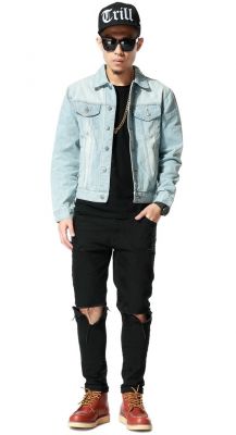 Veste en Jeans Trucker Denim Homme avec Double Poches Avants