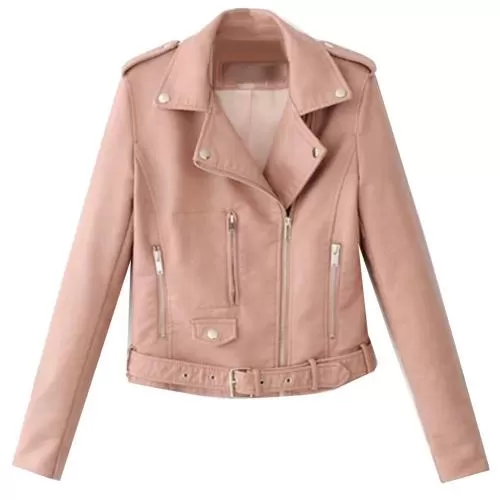 Veste en similicuir manches longues pour femmes