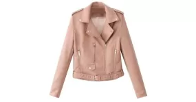 Veste en similicuir manches longues pour femmes