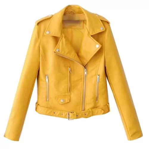 Veste en similicuir manches longues pour femmes