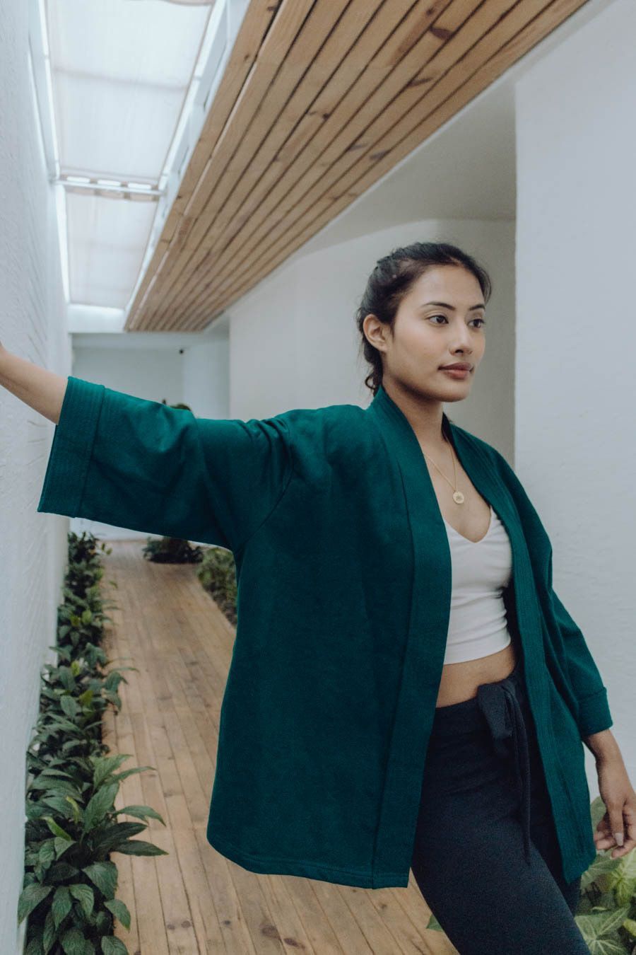 Veste kimono femme | vêtements yoga femme LOKHA EMERALD.