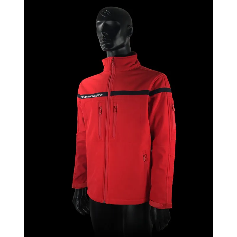 Veste Softshell rouge Sécurité Incendie