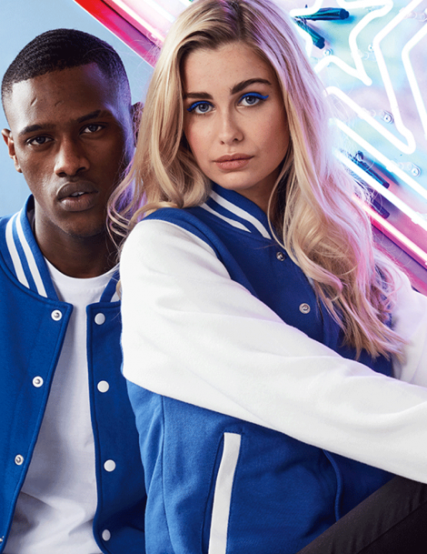 Veste varsity teddy manches blanches