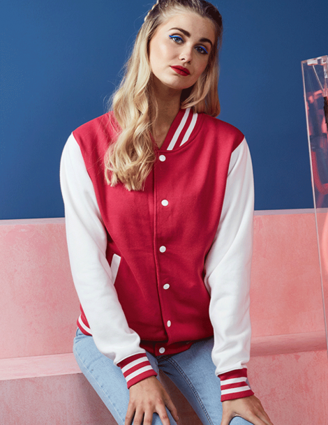 Veste varsity teddy manches blanches