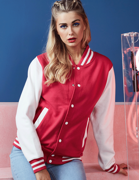 Veste varsity teddy manches blanches