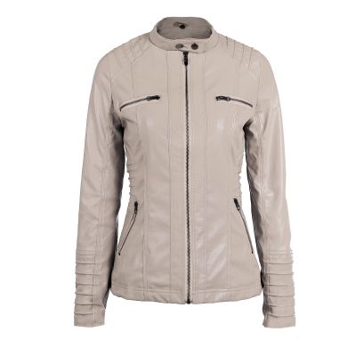 Veste à capuche en faux cuir pour femme coupe slim