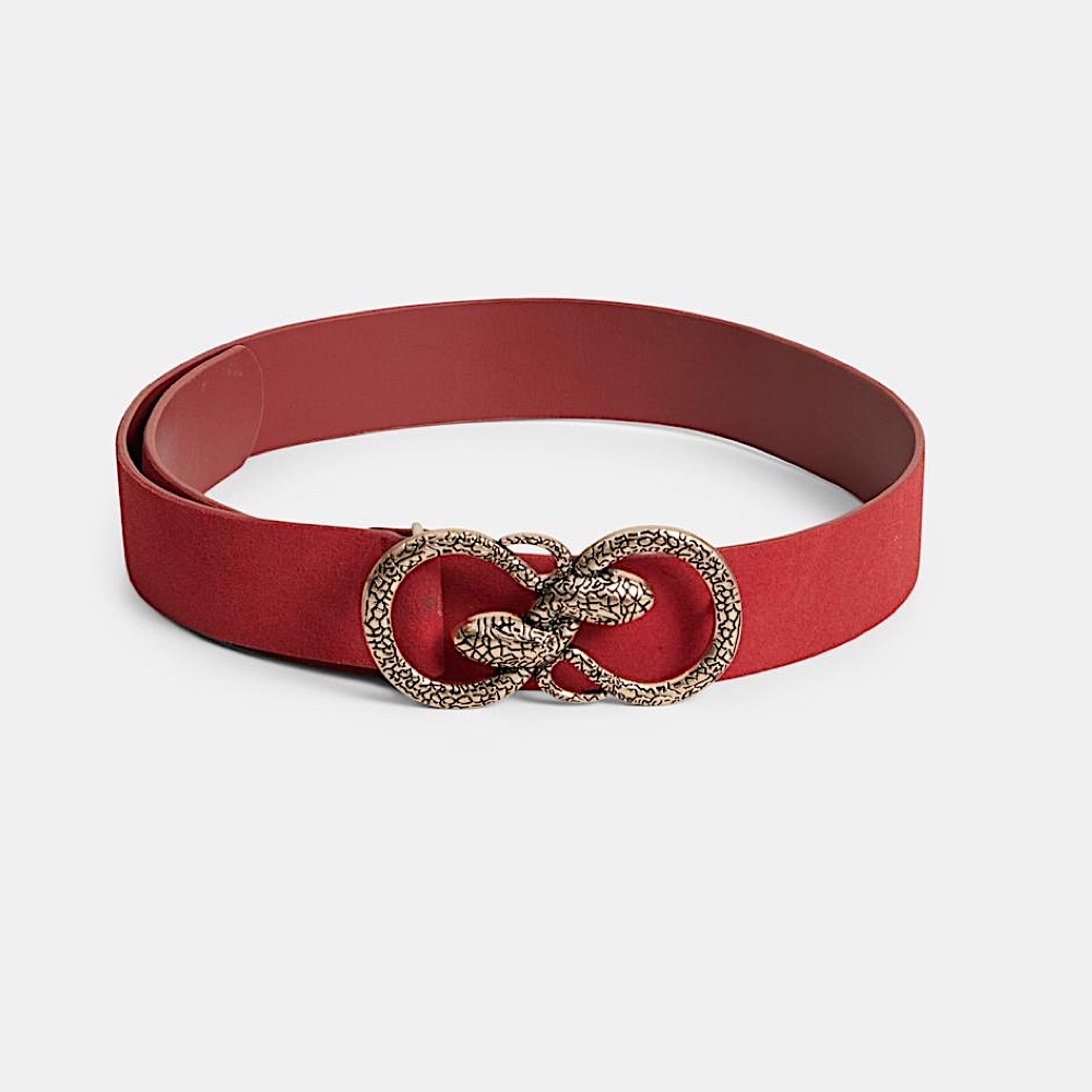 VILA CEINTURE VICARY BOUCLE SERPENT 14074171 CUIR ROUGE