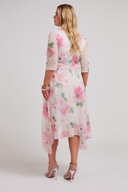 YOURS LONDON - Robe Blanche Cache-Coeur Floral Rose