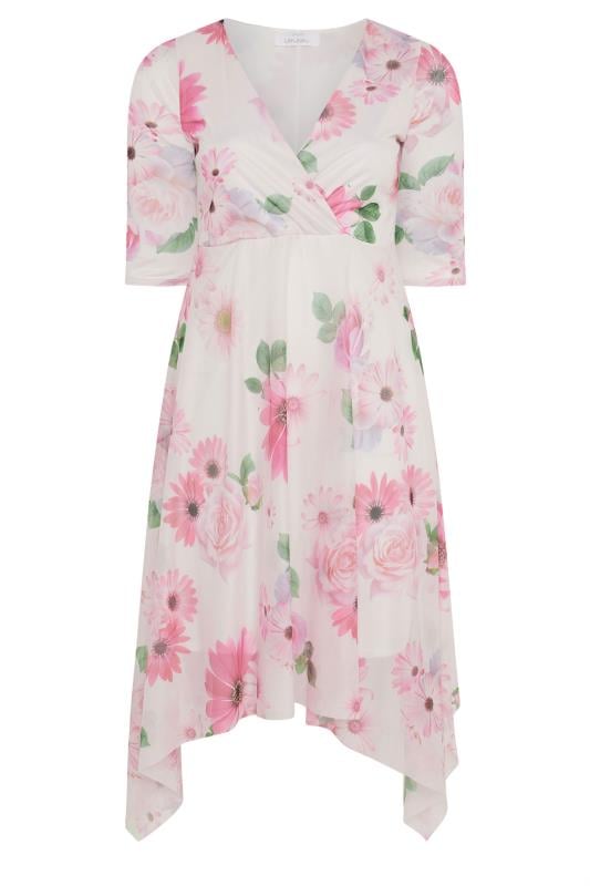 YOURS LONDON - Robe Blanche Cache-Coeur Floral Rose