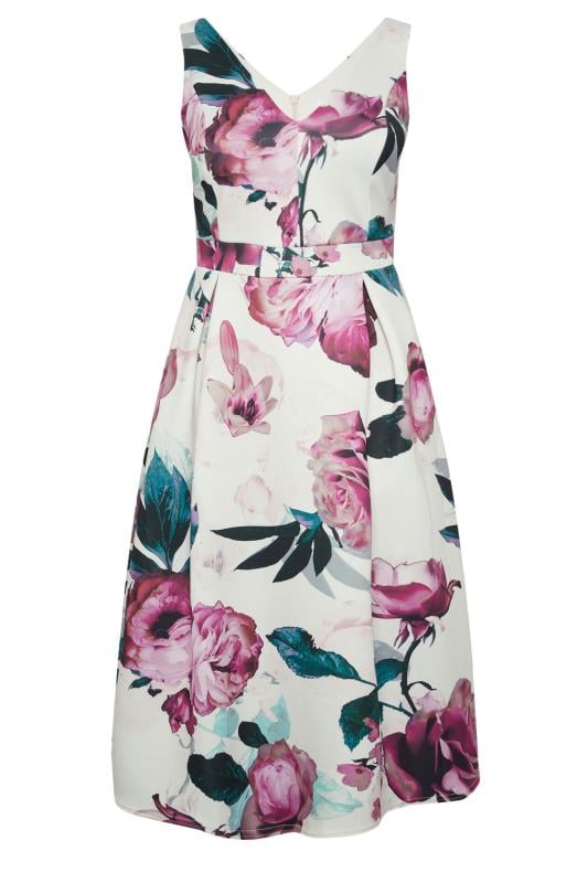 YOURS LONDON - Robe Blanche Patineuse Floral