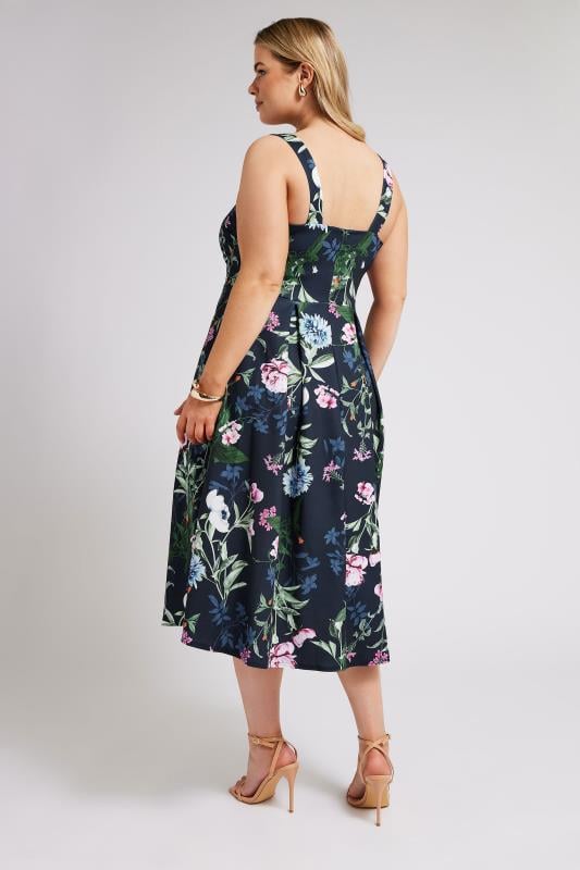 YOURS LONDON - Robe Bleue Marine Floral en Jersey