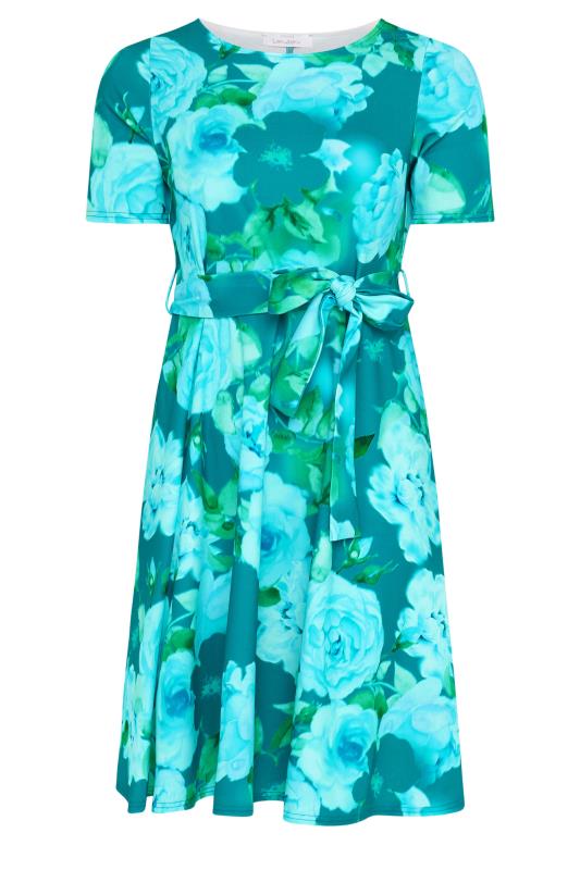 YOURS LONDON - Robe Bleue Turquoise Floral Patineuse