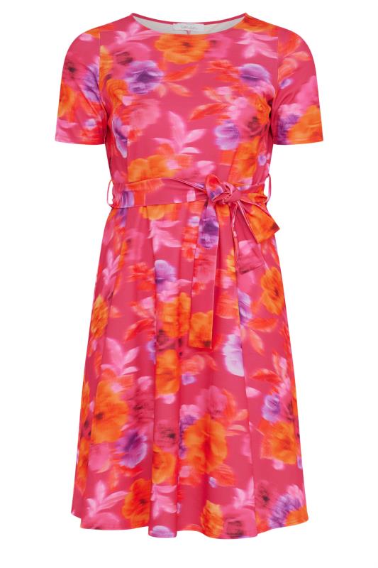 YOURS LONDON - Robe Rose & Orange Floral Patineuse