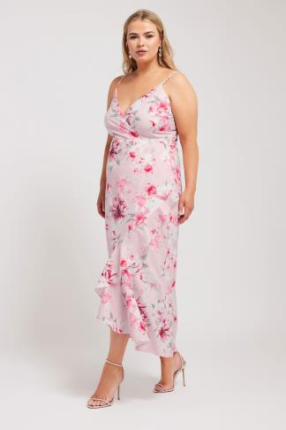 YOURS LONDON - Robe Rose Design Floral Cache-Coeur