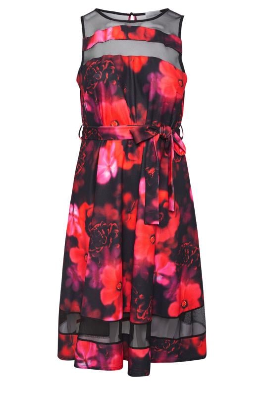 YOURS LONDON - Robe Rouge Floral Patineuse en Jersey