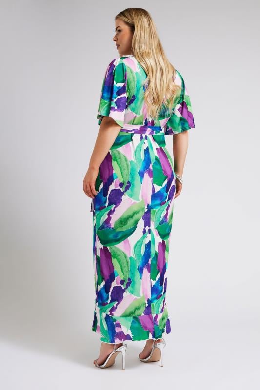 YOURS LONDON - Robe Verte Floral Abstrait Cache-Coeur