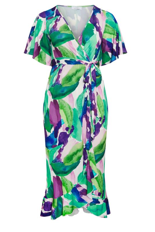 YOURS LONDON - Robe Verte Floral Abstrait Cache-Coeur