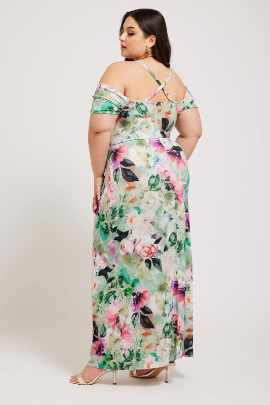 YOURS LONDON - Robe Verte Pastel Floral Bardot