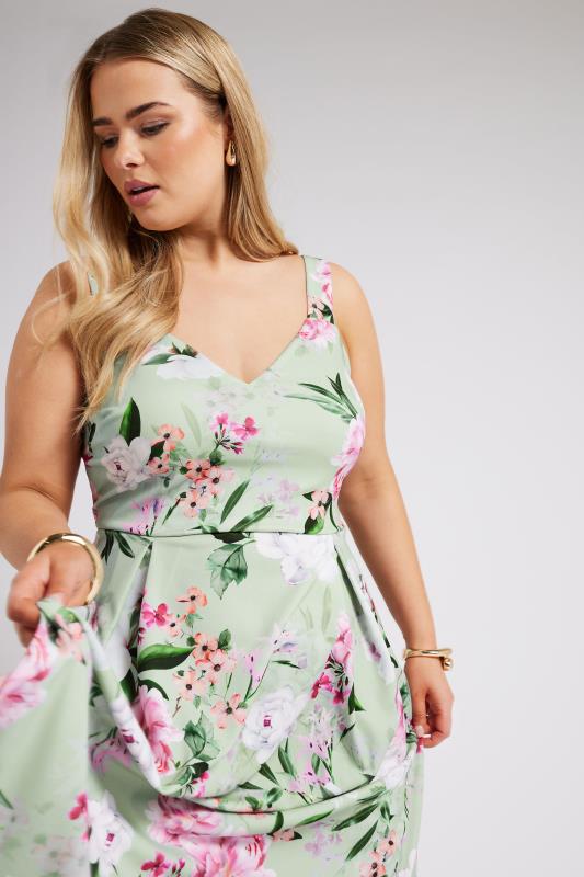 YOURS LONDON - Robe Verte Pastel Floral en Jersey