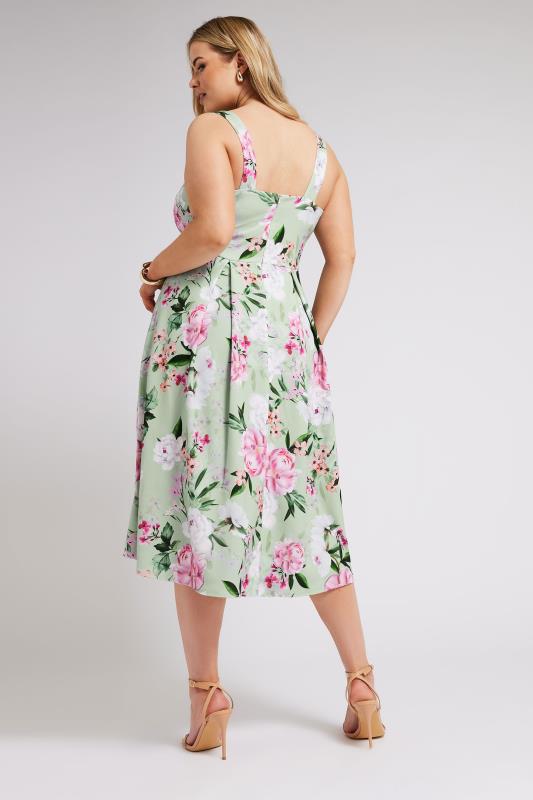 YOURS LONDON - Robe Verte Pastel Floral en Jersey