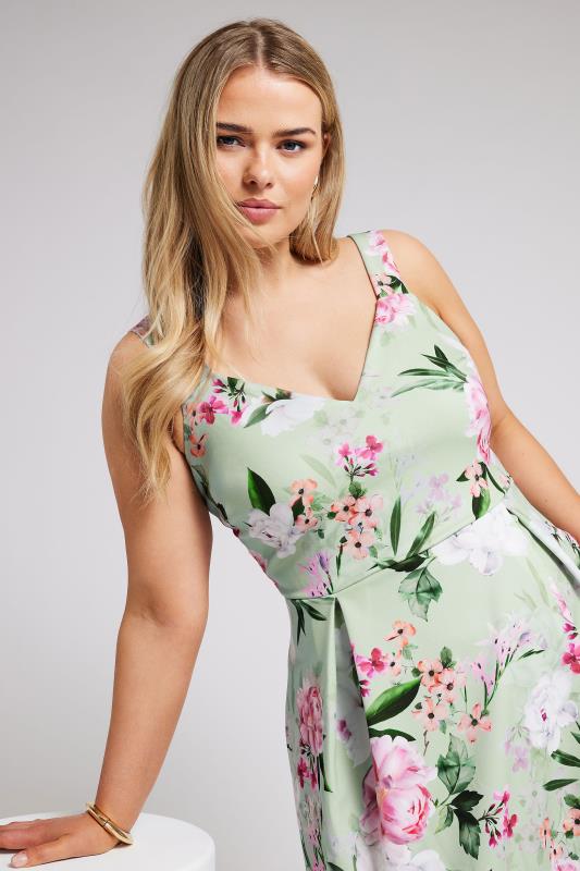 YOURS LONDON - Robe Verte Pastel Floral en Jersey