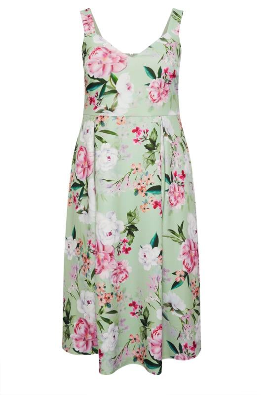 YOURS LONDON - Robe Verte Pastel Floral en Jersey