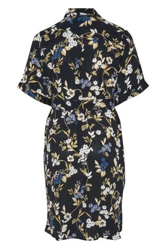 YOURS - Robe-Chemise Noire Floral Bleu