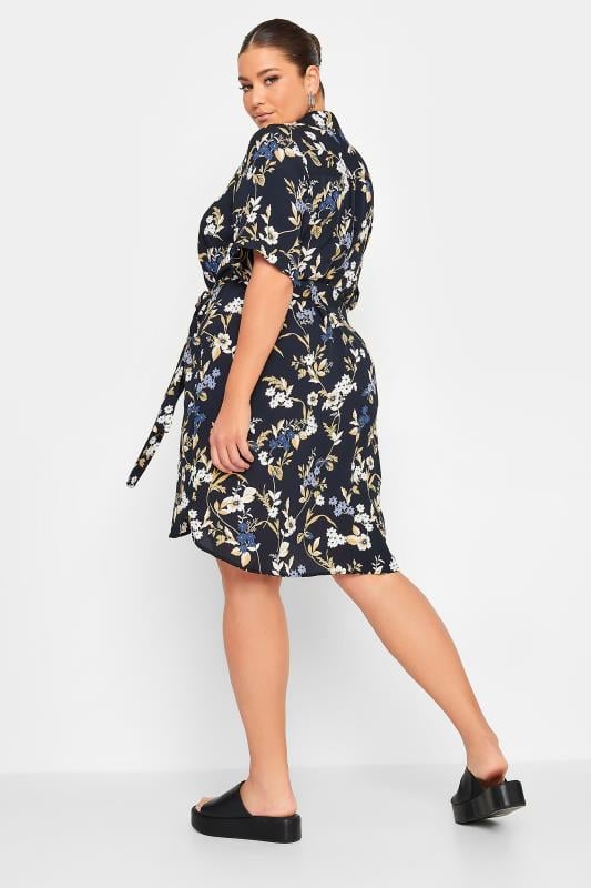 YOURS - Robe-Chemise Noire Floral Bleu